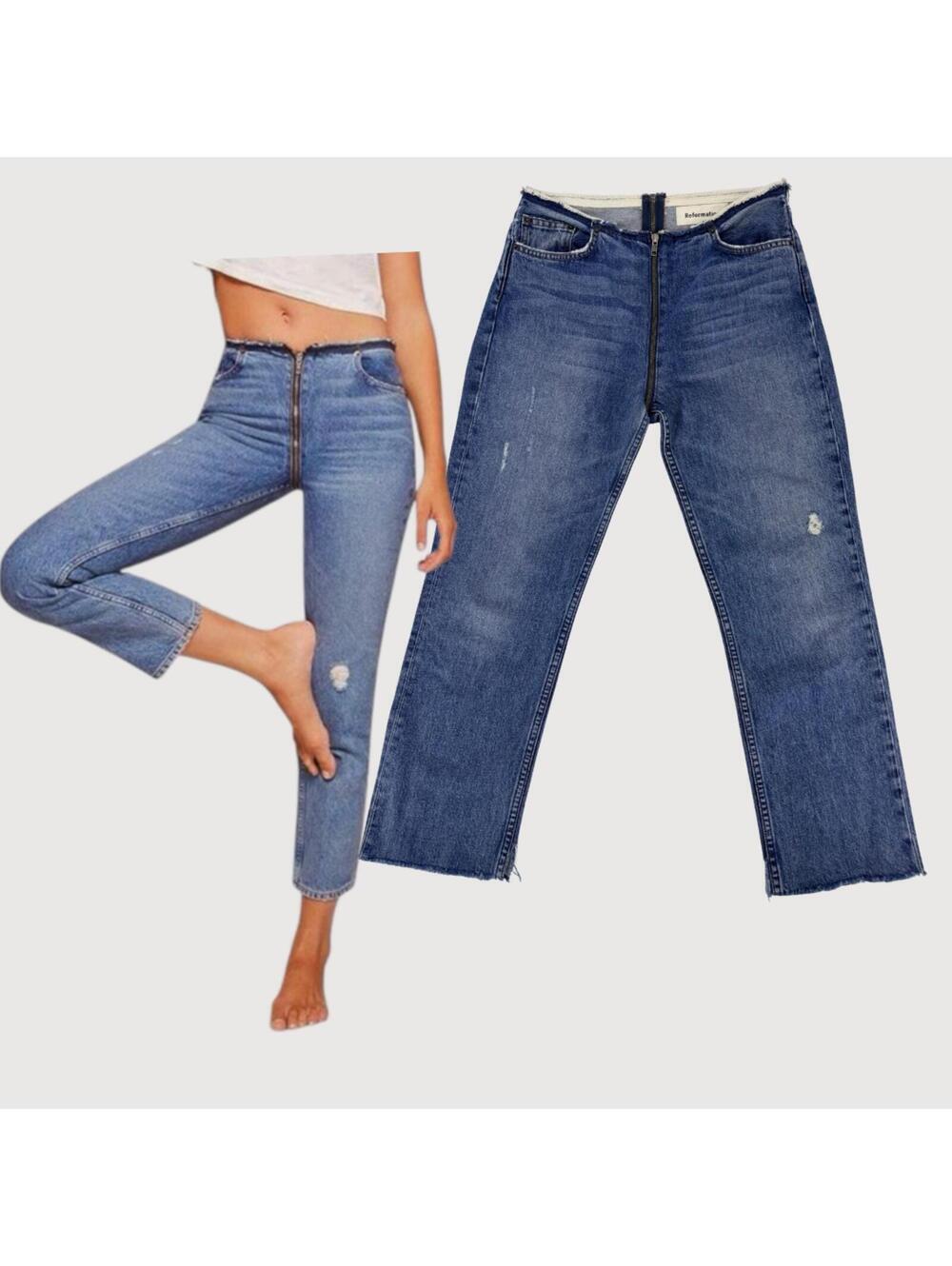 Reformation Zipper Jeans Medium Wash 28